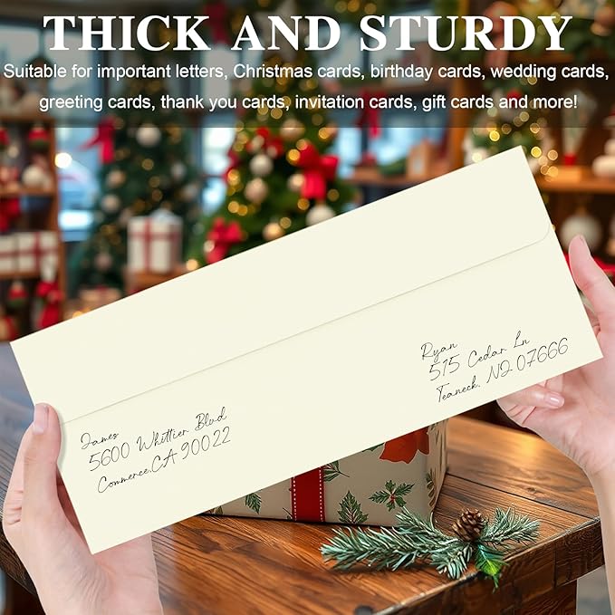 100 Pack Ivory #10 Business Envelopes, Standard Envelopes Self Seal, 4 1/8 x 9 1/2 Inch Letter Size Business Mailing Envelopes for Checks Invoices Statements Baby Shower Wedding Birthday