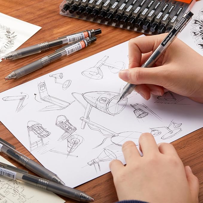 Shuttle Art Black Gel Pens, Ink Glide Series 60 Pack Retractable 0.5mm Fine Point Rollerball Gel Ink Pens Bulk Set Quick Drying Smooth Writing with Grip for Journaling Note Taking Office School Home