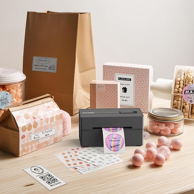 Bluetooth Thermal Label Printer, 4x6 Wireless Thermal Shipping Label Printer for Small Business, Compatible with iPhone,Android,Windows,Mac,Chromebook –Works with Ebay Shopify USPS&More, Black