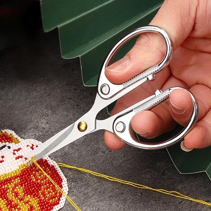 4.5" All Stainless Steel Embroidery Scissors for Sewing, Small Sharp Scissors Craft Shear for DIY Art Work Handicrafts Needlework Tool and Daily Use Silver