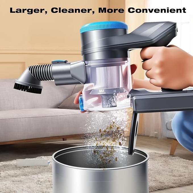 HAUSMEISTER VoltVac Go Cordless Vacuum Cleaner for Home Pet Hair, 30000PA for Carpets Hard Floors, 50Min Portable Handheld Rechargeable Vacuum, 2 HEPA Filters, Lightweight
