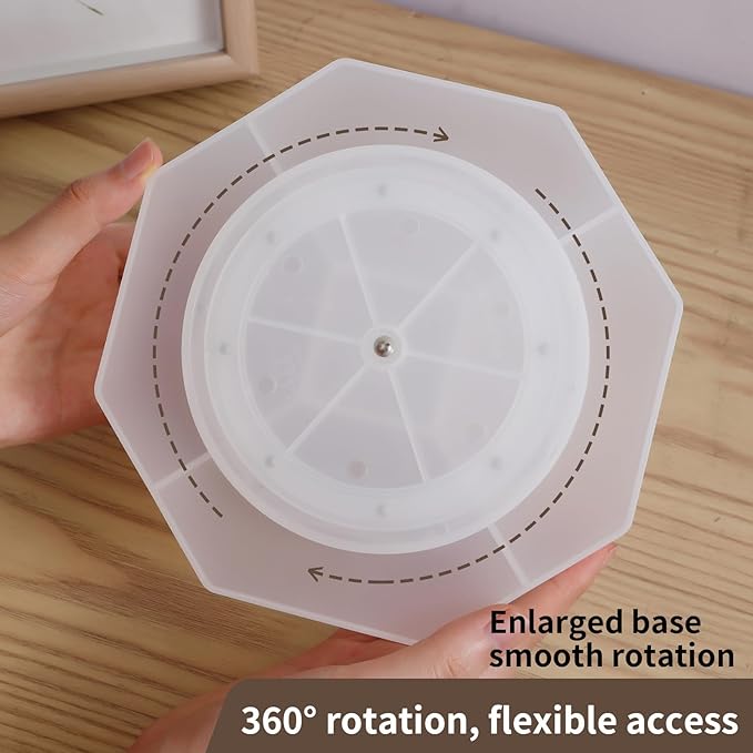 INSTOME Desktop Organizer with Pencil Holders,360°Rotating Pen Holder for Desk Organizer,9 Compartments and Makeup Brush Holders,Multifunctional Office Supplies for Home,Teachers and School (Clear)