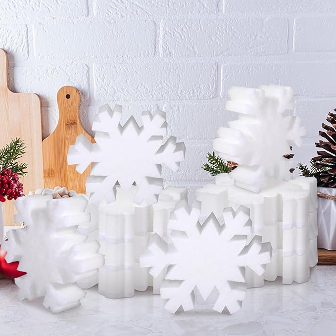 Tioncy 12 Pack Christmas Snowflake Sponges Bulk Dual Sided Scrubber Christmas Kitchen Sponges Dishwashing Non Scratch for Kitchen Accessories Dish Scouring