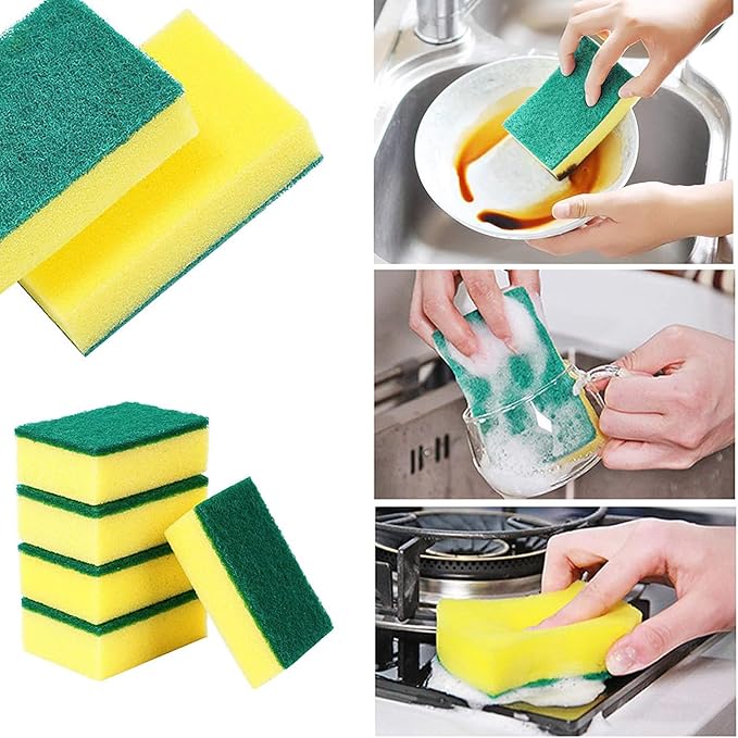 GWZiehory 30 Pack Kitchen Sponges Individually Wrapped, Non-Scratch Scouring Pads Bulk Scrub Sponges for Cleaning Kitchen and Household, Car, Dish Sponge for Apartments Hotel