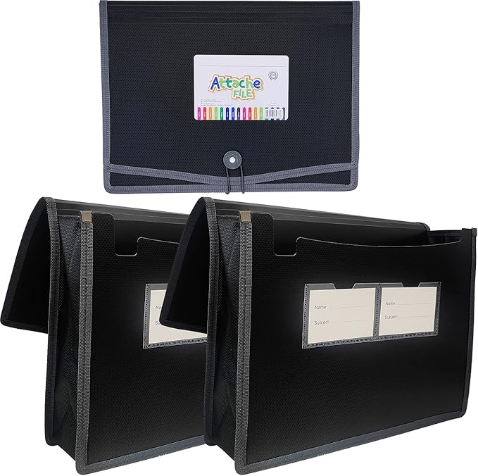 Premium Quality Plastic Expanding File Folder Document Organizer, 3.5" Expansion, A4 Letter Size for Home School Office Organization, 3 Pack