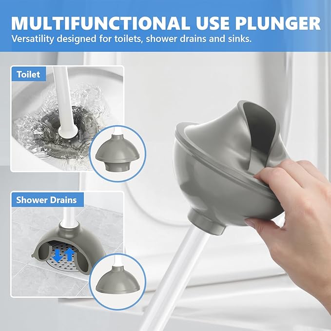 Toilet Plunger with Holder, 2 Pack Plungers for Bathroom Heavy Duty for 5.7-inch Toilet Drain, Toilet Plunger and Holder Combo for Bathroom Cleaning(White)