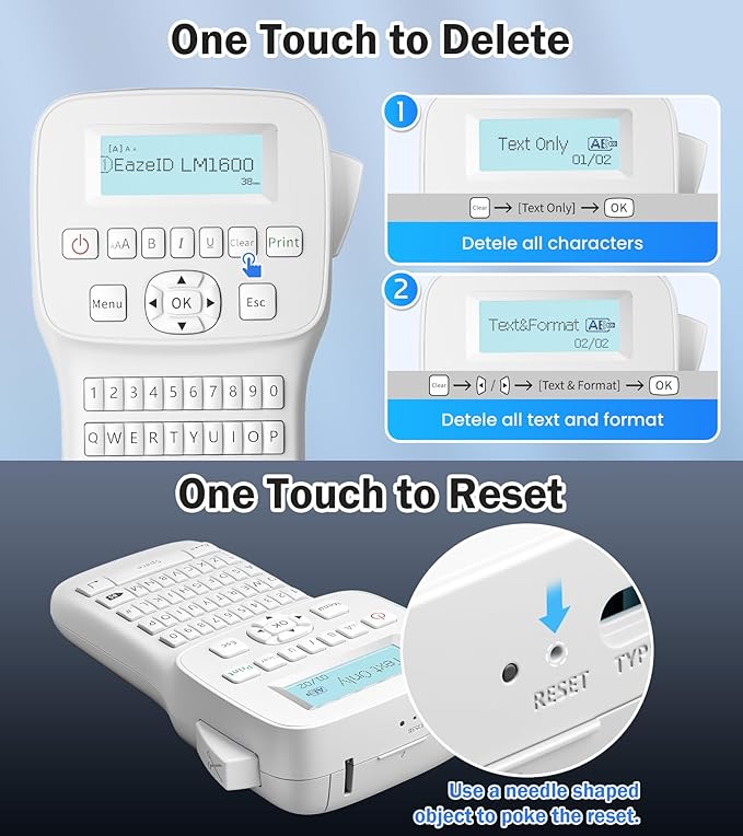 Handheld Label Maker Machine with-Tape Waterproof, Rechargeable Bluetooth Labeler with QWERTY Keyboard, Wire Cable Label Maker with Backlit LCD Screen, Ideal for Home Office School Organization