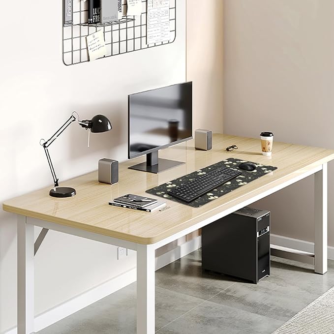 Magnolia Flowers Desk Pad Mouse Pad,Large Floral Mouse Mat with Stitched Edges,Non-Slip Rubber Base Black Mousepad for Office PC Keyboard Laptop and Home Work Desk Mat(27.5X11.8 in)