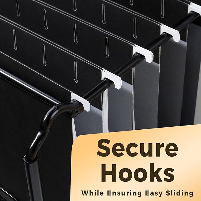 SUNEE 6 Pack Hanging File Folders,Hanging File Folders Letter Size with 1/5-cut Tabs,Black Folders,Stay Organized for Your Home and Office Bulk File and Documents