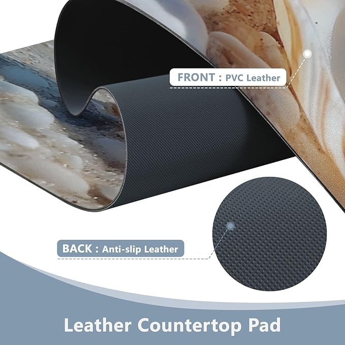 Mouse Pad Desk Mat Leather Desk Pad Large Gaming Desk Cover Protector Mat for Keyboard Computer Laptop Office Waterproof 47.2 x 23.6 Inch Blue Sea White Shell