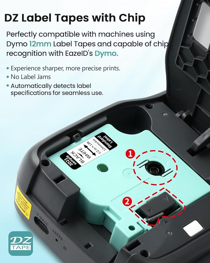 LM1600 D1600 Label Maker Tapes Compatible DYMO D1 Label Tape 45013 S0720530 Replace for D1 A45013 Refills, for DYMO LabelManager 160 420P 210D 280 360D PnP, Black on White, 1/2 Inch x 23Ft