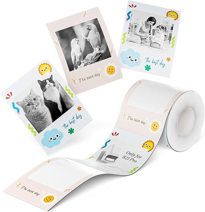 NIIMBOT Photo Papers Only for B21 Pro 300DPI Label Maker, Thermal Picture Labels Good Idea to Print Photos, Beauty Memories, Note,List (2.13''x2.91''-54x74mm)