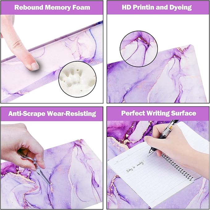 ARTSO Large Gaming Mouse Pad, Keyboard Wrist Rest Pad & Wrist Support Mousepad Set, Stitched Edge, Extended, Non-Slip Base, Memory Foam,Multifunctional Desk Mat for Office & Home, Purple Blue Marble