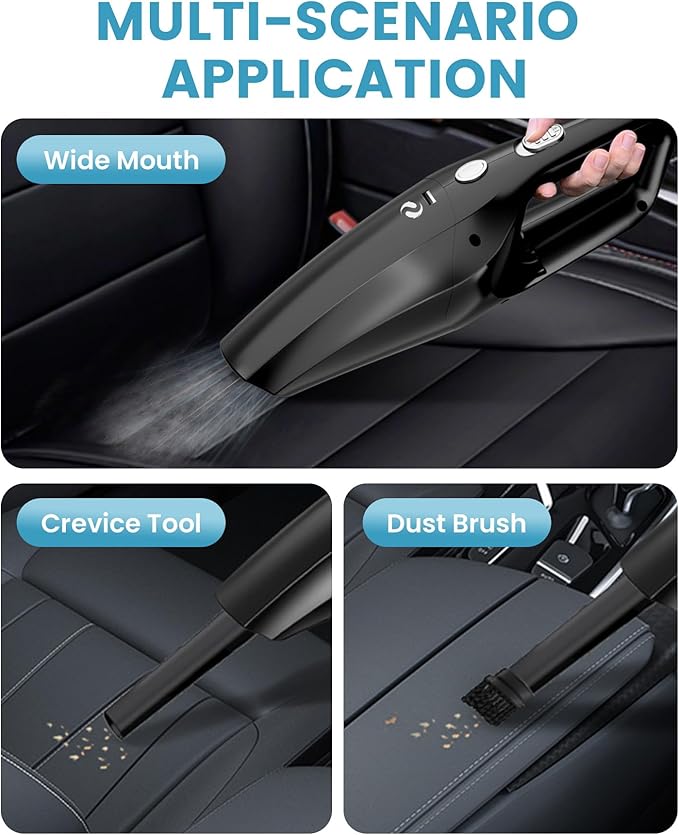SERVOMASTER Handheld Vacuum Cordless Cleaner, Portable Mini Car Handheld Vacuum, Vacuum Portable with HEPA Filter, Hand Held Cordless for Car Accessories, Pet Hair, Home, Office Black White