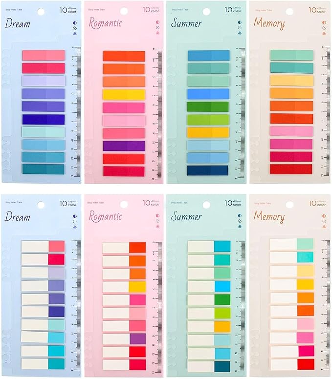 1600Pcs Sticky Tabs Book Tabs for Annotating Books,Transparent Sticky Notes, Multi-Colored Book Marks for Reading,Writable and Repositionable Page Marks Annotation Tabs (1600)