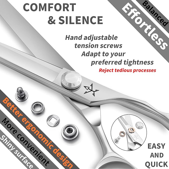 High-end Professional Extremely Very Sharp Barber Hair Cutting Scissors Hairdresser Shears For Hair 6 Inches Haircut Scissor Made Of Stainless Steel Alloy For Hairdressing Salon and Home Use