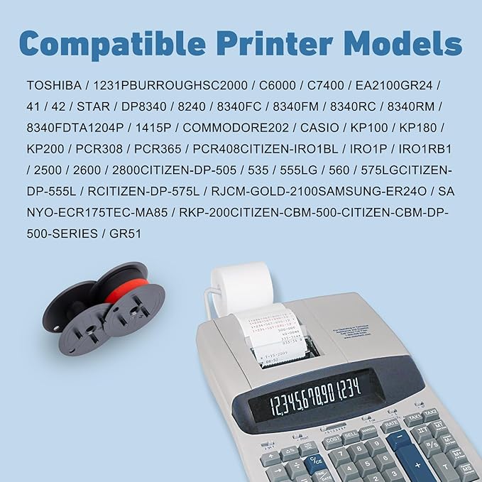 24-Pack Compatible with GR24 GR 24 Universal Twin Spool Calculator Ribbon Porelon 11216 GR24br Replacement for Sharp El 1197 P III fr-2650tm Dataproducts R3027 Printer, Black/Red