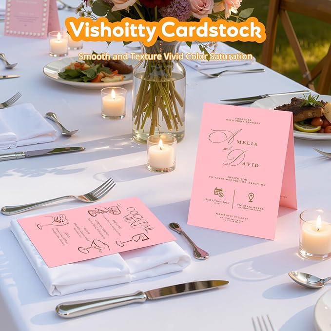 Pink Cardstock 8.5 x 11, Colored Cardstock Paper, Printer Paper, 40 Sheets Pink Card Stock for Birthday, Invitations, Art, Drawing, Menus, DIY Cards, Tags, Crafts Certificates, Party, Decoration