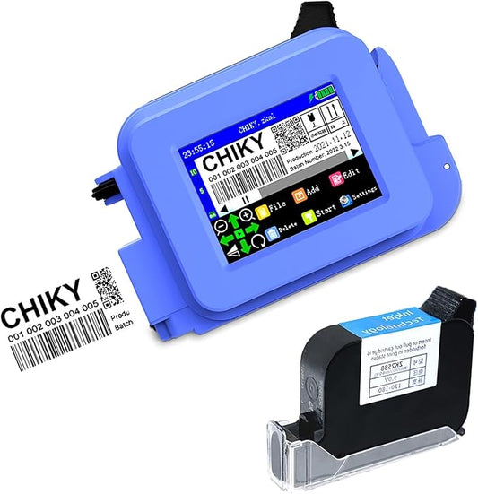 CHIKYTECH Upgraded Mini Inkjet Printer for All Materials, Portable Printing Machine for Date Time Barcode Logo Qrcode Batch Number Image Icons (Mini Inkjet Printer)