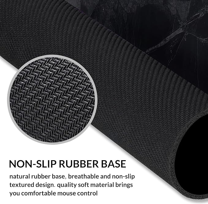 Extended Gaming Mouse Pad (31.5x11.8 in), Large Non-Slip Rubber Base Mousepad,Keyboard Mouse Mat Desk Pad for Work, Game, Office, Home -Black Rose Gole Marble