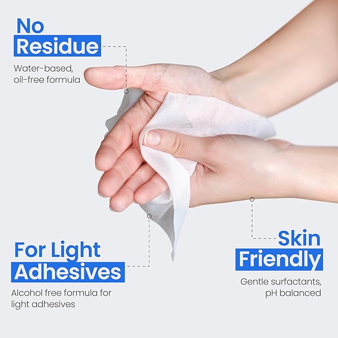 Safe n’ Simple Adhesive Remover for Skin - 75 Individually Wrapped 5"x7" Sting Free Alcohol Free Medical Adhesive Remover Wipes - Gentle Stoma & Ostomy Adhesive Removal Pads for Sensitive Skin