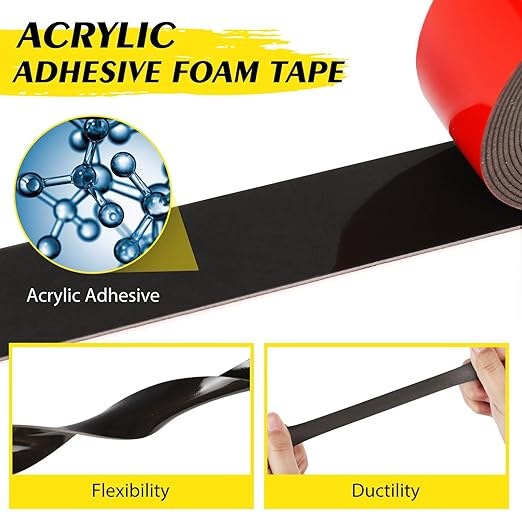 Double Sided Tape Heavy Duty, Acrylic Foam Mounting Tape 16.4FT X 0.5IN, Two Sided Adhesive Tape, Waterproof & Strong Double Stick Tape, 2 Sided Strip Tape for Home Office Decor