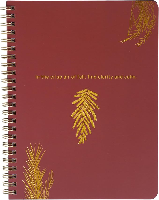 Happy Hoos® Aesthetic Spiral Notebook - 6.25" x 8.25" College Ruled Journal Notebook - Hard Cover Writing Journal for Work, School, Travel, More - Floral Notebook 8 Seasonal Designs (Gilded Autumn)