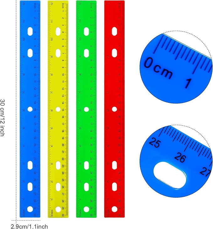 TaoBary 60 Pcs Operation Christmas 12 Inch Plastic Ruler Bulk Operation Christmas Plastic Straight Ruler with Inches and Centimeters for Xmas Gifts Bags Stuffers Halloween Party Supplies