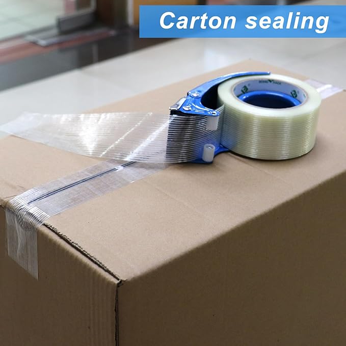 BOMEI PACK Metal Packing Tape Dispenser, 2inch Heavy Duty Handheld Heavy Tape Dispenser, 2Pcs, Blue