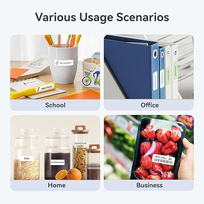 DEEPIN Label Maker Machine Portable Bluetooth Label Maker with Tape, Thermal Label Printer Multiple Templates for Phone, Mini Label Sticker Printer for Business Office Organization (Grey)