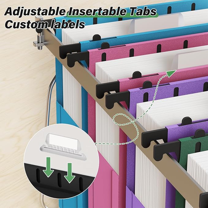 Plastic Hanging File Folders Letter Size,Heavy Duty 3 Inch Expansion Folder,6 Pack Reinforced Expanding File Folder,Extra Capacity Accordian Pocket,Colored Hanging Folder Organizer for Home Office
