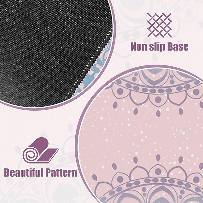 Pink Rug Desk Mat Retro, Large Desk Matt for Desktop, CuteDesk Pad Mat, XXL Big Mouse Pad, Anti-Slip Mousepad with Stitched Edges, Keyboard Pad MouseMat Cover for Computer 35.4×15.7 in