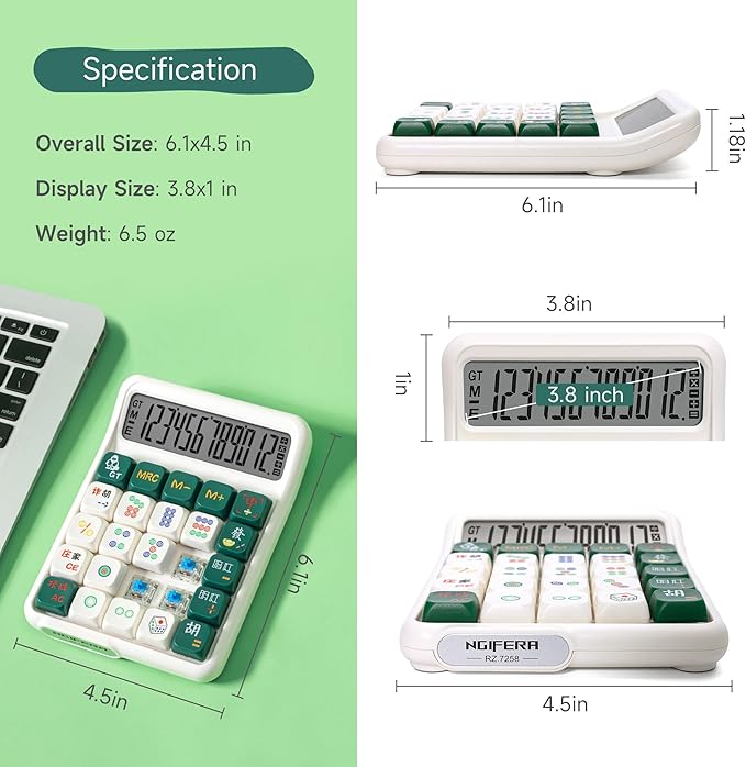 Mechanical Switch Calculator, 12 Digit Large LCD Display, Big Buttons, Real Mechanical Keypad, Desktop Calculator for Office & Study
