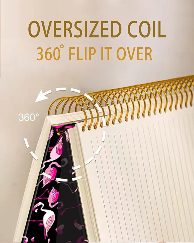 iampanda Spiral Journal Notebook,Strong Twin-Wire Binding with Premium Paper for Girl Women,60 Sheets A5 College Ruled Notebook/Journal,Perfect for School Office Home Gifts,Pink Flamingo Animal