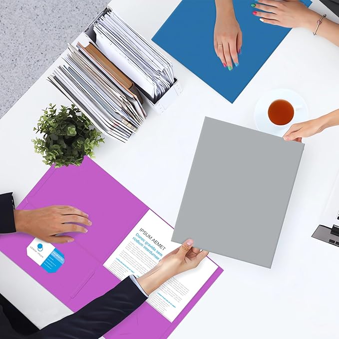 Two Pocket Folders, PANDRI 50 Pack 2 Pocket Folders, Letter Size Paper File Folder for School Office Home Business, Assorted 5 Colors