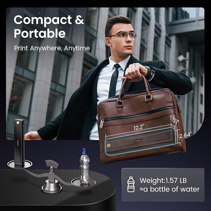 Phomemo M08E Portable Printers Wireless for Travel, Bluetooth Inkless Thermal Printer Support 8.5'' x 11'' US Letter, Compatible with iPhone, Android Phone, Laptop for Office Car Home Use