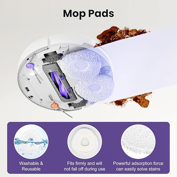 16 Pcs Replacement Accessories kit for Narwal Freo Pro Robot Vacuum Cleaner, 1 Main Roller Brush, 2 Dust Bags, 2 Hepa Filters, 4 Mop Pads, 6 Side Brush, 1 Clean Tool