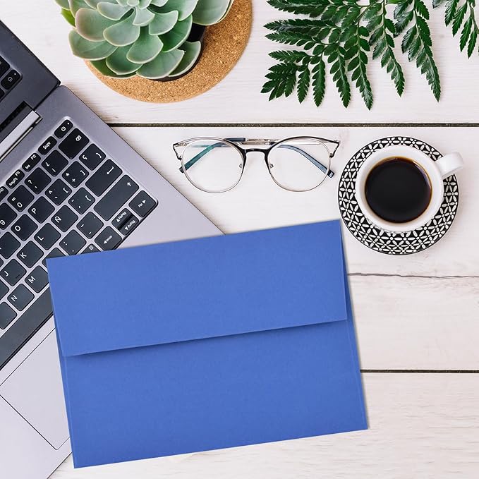 50 Pack 5x7 Envelopes for Invitations,5.25x7.25 inches,A7 Envelope Blue Self Seal,Printable Envelopes for Wedding,Invitation,Baby Shower,5x7 Cards