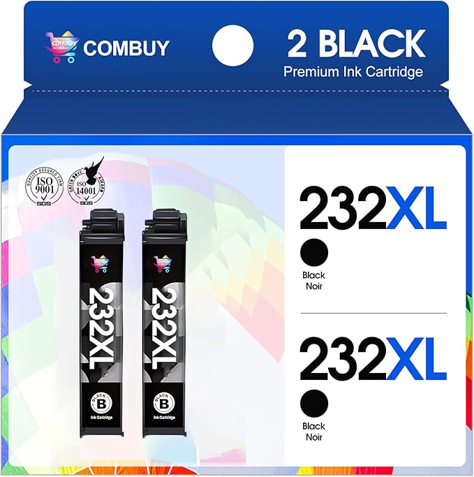 232XL Black Ink Cartridges Remanufactured for Epson 232XL Ink Cartridges Combo Pack for Expression Home XP-4200 XP-4205 Workforce WF-2930 WF-2950 XP4200 WF2950 Printer (2 Black)