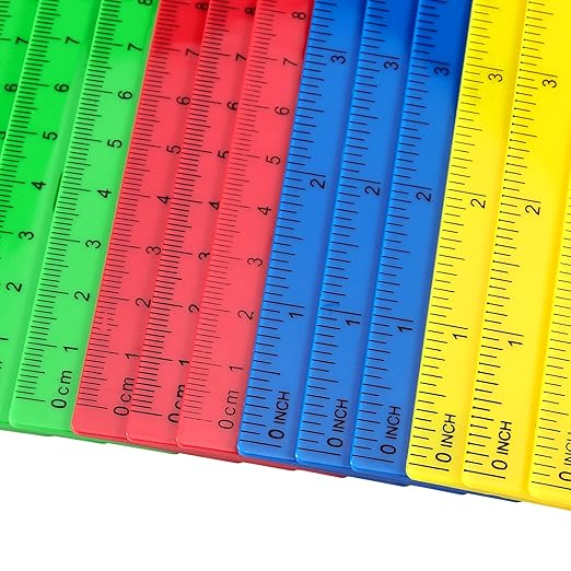 PINGEUI 96 Pack 12 Inch Colorful Plastic Ruler, Plastic Straight Rulers with Hole, Inches and Metric Ruler Measuring Tool for Teaching School Office Supplies