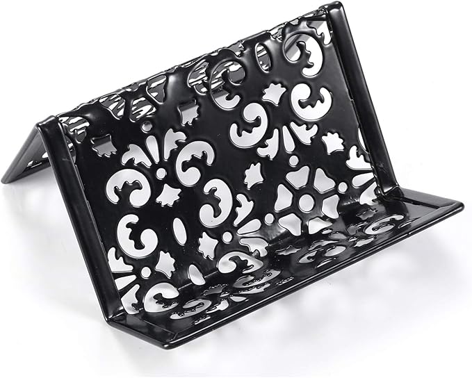 EasyPAG 5-Piece Desk Organizer Set with Carved Floral Design - No Assembly Stackable 2-Tier File Tray, Letter Sorter, Pen & Card Holders for Office/Home/Dorm, Black