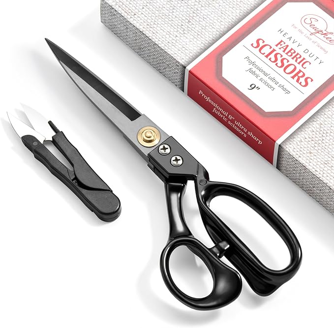 Fabric Scissors Professional Heavy Duty 9 inch Sharp Fabric Shears for Tailor Industrial Sewing Scissors for Cutting Clothes Upholstery Leather Ideal Home and Commercial Fabrics Sewing Accessories