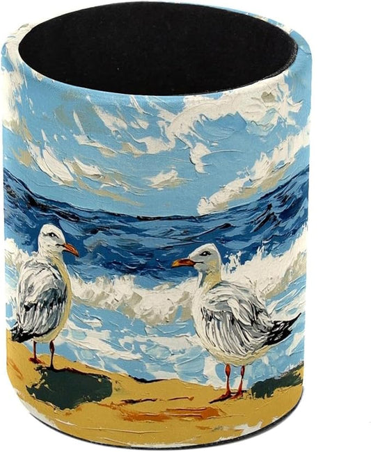 Beach Birds East Coast Ocean Pen Holder Stand Cup Pencil Holder Organizer Makeup Brush Holders for Home Office Desk