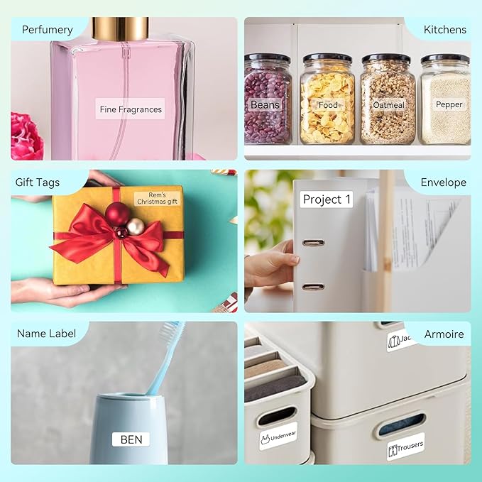 EEBBL D30 P21 Label Tape 12 x 40 mm(0.47"x1.57"), d30 Labels Compatible with D30 Portable Label Printer Adapted Label Print Paper for Office 160 Labels/Roll, 10 Rolls (White+Transparent)