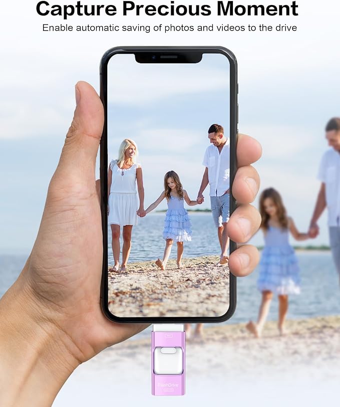 ZARMST 256GB Flash Drive for iPhone Photo Stick,Thumb Drive USB Stick High Speed Transfer USB Drives External Picture Video Storage Memory Expansion for iPhone/iPad/PC (Purple)