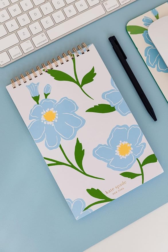 kate spade new york Small College Ruled Notebook, Top Spiral Notebook with 112 Pages, 8.5" x 5.5" Writing Pad, Sunshine Floral