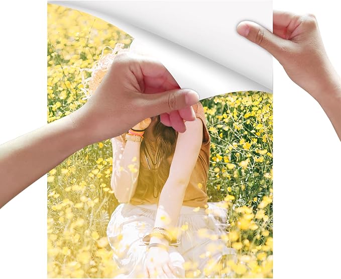 Self-Adhesive Photo Paper, Glossy Sticker Paper for Inkjet Printer, 8.5 x 11 Inch, 100 Sheets, 135 gsm, Letter Size, by ESHANG