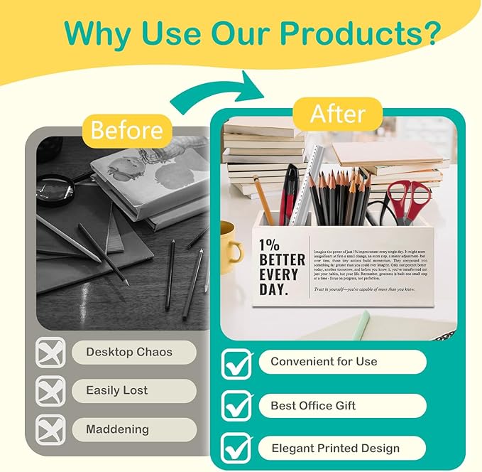 Motivational Gifts Pen Holder for Home Office Desk, Inspirational Gifts for Women Men, Encouragement Makeup Brush Toothbrush Holder Organizer for Bathroom Desk Accessories