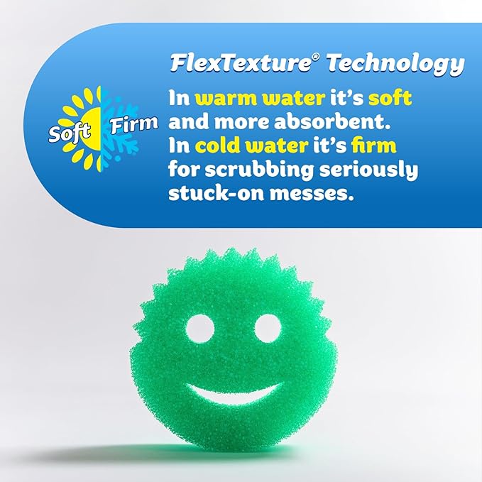 Scrub Daddy Scratch-Free Multipurpose Kitchen Sponges - Bulk Dish Sponges for Kitchen, Bathroom, Household Cleaning & More - Made with BPA-Free Polymer Foam (5 Count)