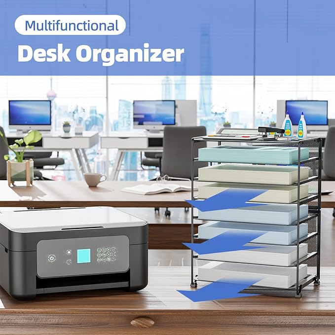 Simple Trending 2 Pack 8 Tier Letter Tray Paper - Mesh Desk File Organizer for Office School Desktop, Black